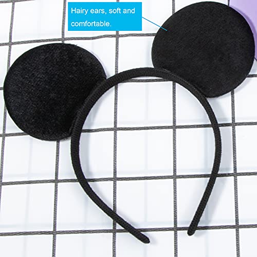 Diadema de Orejas de Ratón CHuangQi 12 Piezas, Color Negro y Rojo con Lazo, Ideal para Fiestas de Cumpleaños y Celebraciones para Niños y Niñas - imagen 4