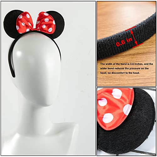 Diadema de Orejas de Ratón CHuangQi 12 Piezas, Color Negro y Rojo con Lazo, Ideal para Fiestas de Cumpleaños y Celebraciones para Niños y Niñas - imagen 5