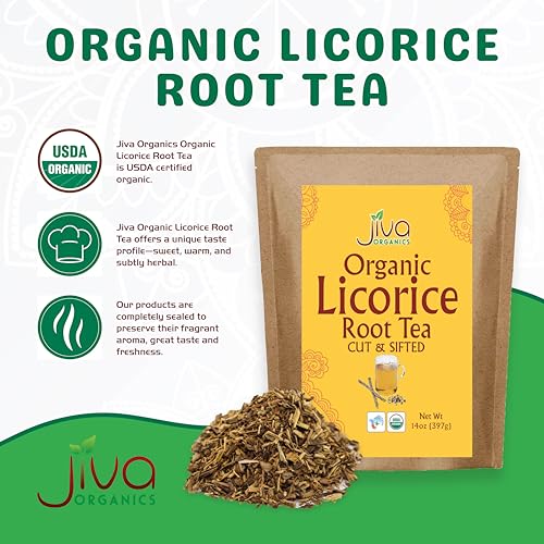 Té de Raíz de Regaliz Orgánico Jiva Organics (Cortado y Tamizado) 14 Onzas en Bolsa Kraft - No GMO, Seco y Puro - Glycyrrhiza glabra - imagen 3