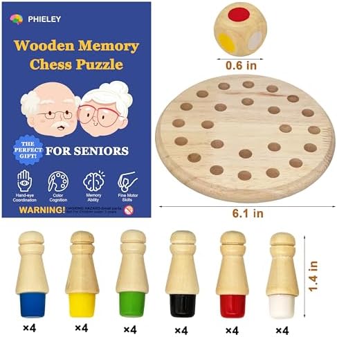 Juegos de Memoria PHIELEY para Pacientes con Demencia, Actividades de Coincidencia de Colores para Adultos Mayores, Productos de Madera para - imagen 2