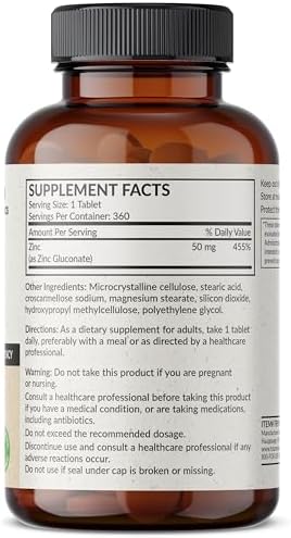 Futurebiotics Zinc 50 MG Alta Potencia, Suministro para 1 Año - 360 Tabletas Vegetarianas No Transgénicas - imagen 2