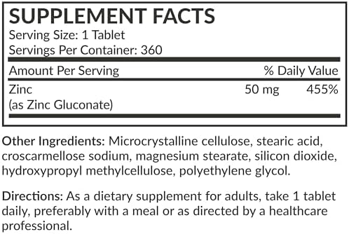 Futurebiotics Zinc 50 MG Alta Potencia, Suministro para 1 Año - 360 Tabletas Vegetarianas No Transgénicas - imagen 8