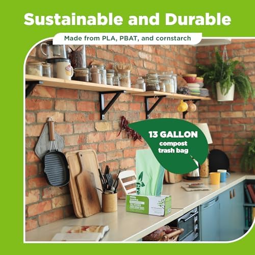 Bolsas de Basura Compostables GreeneWrap de 13 Galones con Cinta, 30 Piezas, 1 Mil, para Residuos de Cocina, Certificadas BPI, Sin Fragancia - imagen 5