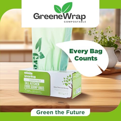 Bolsas de Basura Compostables GreeneWrap de 13 Galones con Cinta, 30 Piezas, 1 Mil, para Residuos de Cocina, Certificadas BPI, Sin Fragancia - imagen 8