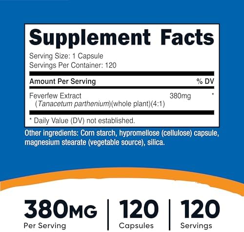 Cápsulas de Feverfew Nutricost 380mg, 120 Cápsulas, Vegetarianas, Sin OGM y Sin Gluten - imagen 2