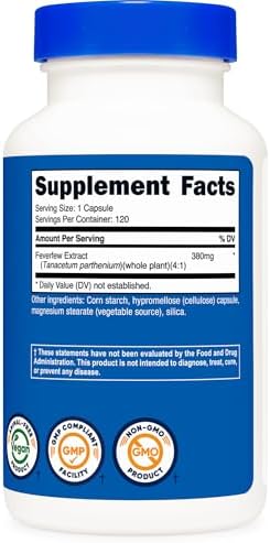 Cápsulas de Feverfew Nutricost 380mg, 120 Cápsulas, Vegetarianas, Sin OGM y Sin Gluten - imagen 5