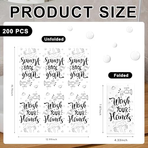 200 Piezas Servilletas de Papel 3 Capas Desechables para Lavado de Manos, Etiqueta para Baño, Cocina, Bodas y Baby Shower - imagen 2