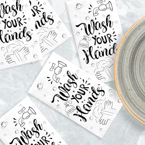 200 Piezas Servilletas de Papel 3 Capas Desechables para Lavado de Manos, Etiqueta para Baño, Cocina, Bodas y Baby Shower - imagen 3