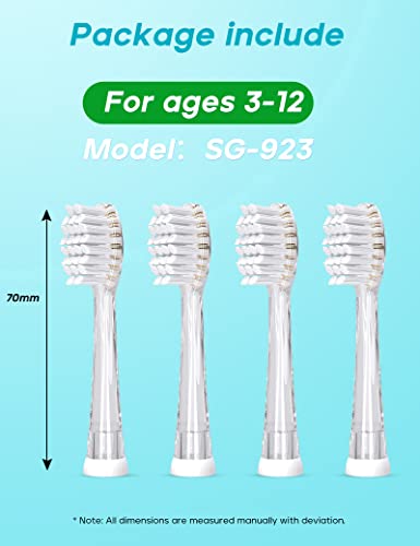 Cepillos de Repuesto SEAGO para Niños, Set de 4. Modelos Compatibles SG-513 SG-2139 SG-977 (Transparente, L) - imagen 4
