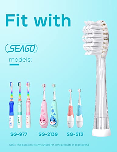 Cepillos de Repuesto SEAGO para Niños, Set de 4. Modelos Compatibles SG-513 SG-2139 SG-977 (Transparente, L) - imagen 5