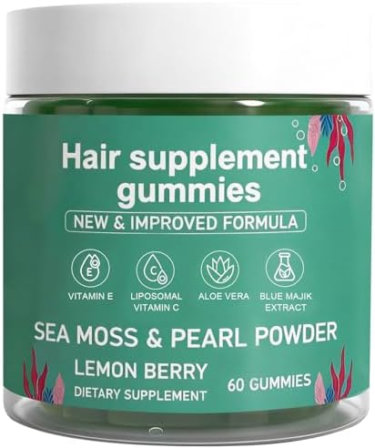 Gomitas para la Caída del Cabello YATIME con Musgo Marino, Vitamina C, E, Aloe Vera y Polvo de Perla - 60 Unidades, Sin Gluten - imagen 1
