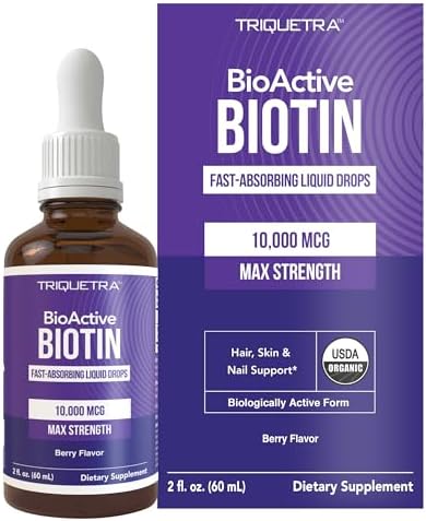 Gotas de Biotina Líquida 10,000mcg para Mujeres – Suplemento Dietético Orgánico USP – Alta Absorción – Apoya Cabello, Piel y Uñas Saludables – Sabor - imagen 1