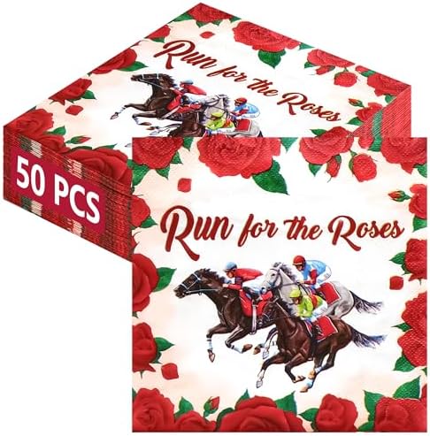 50 PZS Servilletas Desechables Derby, 6.5 × 6.5 Pulgadas, Tema de Carreras de Caballos, Decoraciones para Fiesta y Cumpleaños - imagen 1