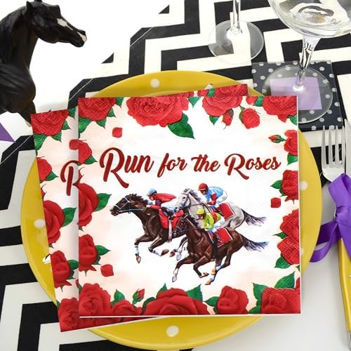 50 PZS Servilletas Desechables Derby, 6.5 × 6.5 Pulgadas, Tema de Carreras de Caballos, Decoraciones para Fiesta y Cumpleaños - imagen 4