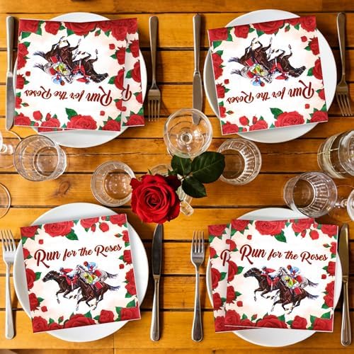 50 PZS Servilletas Desechables Derby, 6.5 × 6.5 Pulgadas, Tema de Carreras de Caballos, Decoraciones para Fiesta y Cumpleaños - imagen 6
