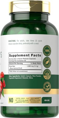 Cápsulas Rápidas Carlyle de Rosa Mosqueta | 1500mg | 240 Cápsulas | Suplemento Herbal Sin OGM y Sin Gluten - imagen 2