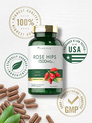 Cápsulas Rápidas Carlyle de Rosa Mosqueta | 1500mg | 240 Cápsulas | Suplemento Herbal Sin OGM y Sin Gluten - imagen 5