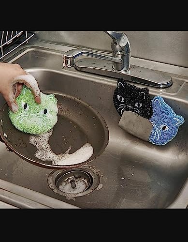 Esponja de Limpieza Reutilizable Kikkerland para Gatos – Suministros de Cocina y Hogar – Regalos Divertidos para Niños y Adultos – Set de 3 - imagen 3