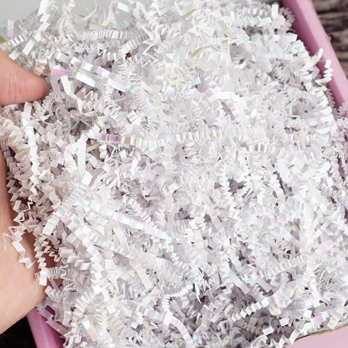 Relleno de Papel Arrugado Uptotop de 1 LB para Regalos, Cestas y Decoración de Fiestas, Color Blanco Diamante - imagen 4