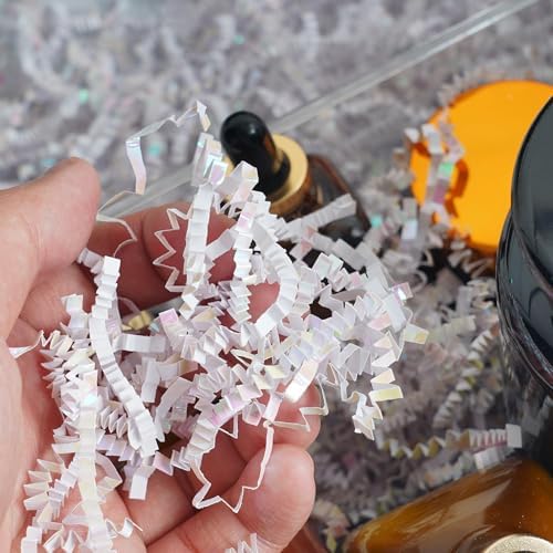 Relleno de Papel Arrugado Uptotop de 1 LB para Regalos, Cestas y Decoración de Fiestas, Color Blanco Diamante - imagen 5