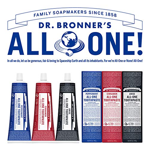 Pasta de Dientes Dr. Bronner’s - All-One (Menta, 5 oz) - 70% Ingredientes Orgánicos, Natural, Sin Flúor, Sin SLS, Vegana, Refresca el Aliento, Reduce - imagen 6