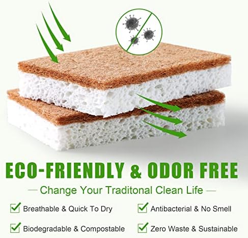 Esponjas de Cocina Biodegradables PANYEE, Ecológicas y Compostables, Esponjas de Celulosa con Fibras Naturales de Coco y Nuez, Paquete de 12 - imagen 3