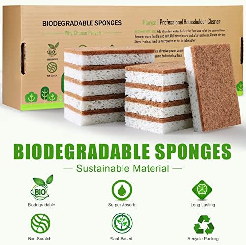 Esponjas de Cocina Biodegradables PANYEE, Ecológicas y Compostables, Esponjas de Celulosa con Fibras Naturales de Coco y Nuez, Paquete de 12 - imagen 6