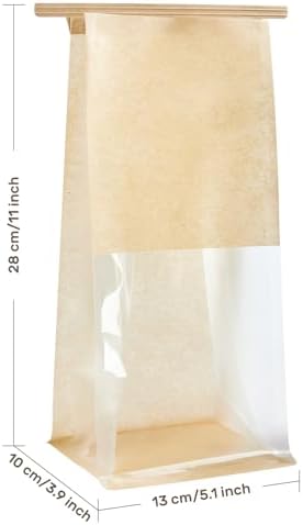 ZORRITA Paquete de 50 Bolsas de Papel para Pan con Ventana, 5.1 x 3.9 x 11 Pulgadas, Cierre de Cinta para Empacar Bagels, Pasteles, Palomitas y - imagen 2