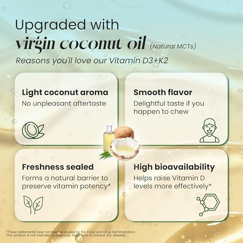 HealthA2Z® Vitamina D3 (2,000 UI) + K2 (MK-7) con Aceite de Coco Virgen - 90 Cápsulas Blandas - Ayuda a la Absorción de Calcio para Huesos, Dientes y - imagen 6