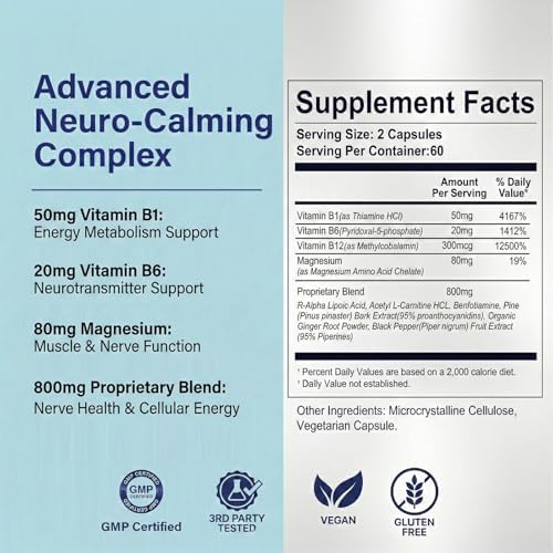 Suplemento para el Nervio Ciático, (120 Cápsulas) Fórmula Avanzada con Ácido Alfa-Lipoico y Complejo de Vitamina B, Apoya la Movilidad y Salud del - imagen 6
