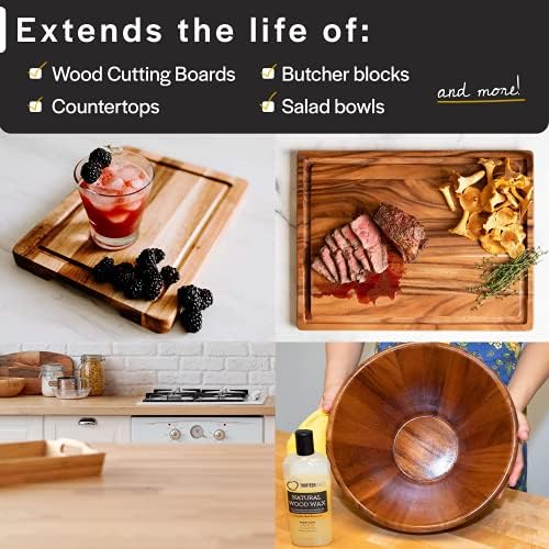 Cera y Acondicionador para Tablas de Cortar con Cera de Abejas de Grado Alimenticio - Cuida Encimeras de Madera, Bloques de Carnicero y Utensilios - - imagen 4