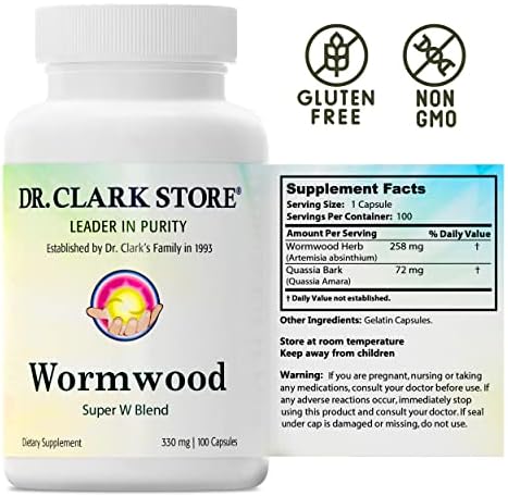 Wormwood Super W Blend 330 Mg de Dr Clark Store, 100 Cápsulas, Suplemento Botánico Tradicional para el Equilibrio Digestivo y Limpieza Interna, Sin - imagen 7