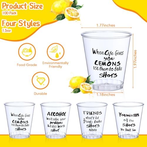 Vasos de Plástico Desechables Peryiter 100 Pzs 1.7 oz Transparentes para Shots, Diseño Divertido, Ideal para Bodas y Fiestas de Cumpleaños - imagen 2