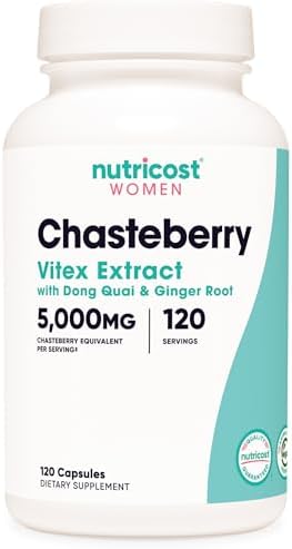Suplemento de Extracto de Vitex Nutricost para Mujeres - 120 Cápsulas (120 Porciones) con Dong Quai y Jengibre, Vegano - imagen 1