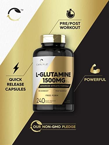 Cápsulas de Glutamina Carlyle L | 1500mg | 240 Contenido | Fórmula Avanzada para Atletas | Suplemento Sin OGM y Libre de Gluten - imagen 4