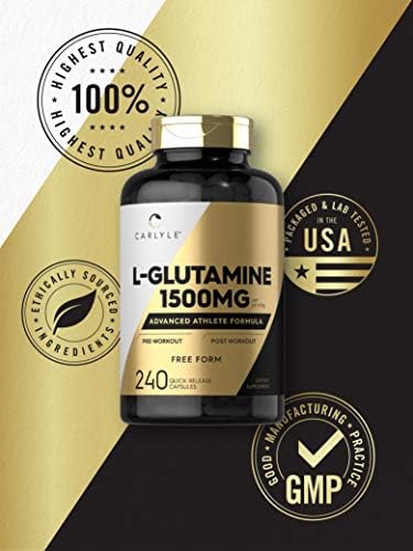 Cápsulas de Glutamina Carlyle L | 1500mg | 240 Contenido | Fórmula Avanzada para Atletas | Suplemento Sin OGM y Libre de Gluten - imagen 5