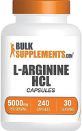 Cápsulas de L-Arginina HCl BulkSupplements.com - Suplemento de Óxido Nítrico, Sin Gluten, 8 Cápsulas por Porción (5000mg), 240 Contenido (Paquete de - imagen 1