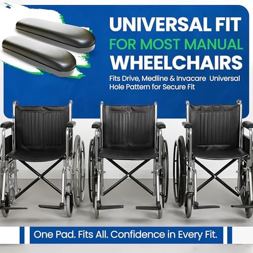 Salvavidas Healthline para Sillas de Ruedas, Par de Almohadillas de Vinil para Brazos Universales de 10, Color Negro - imagen 4