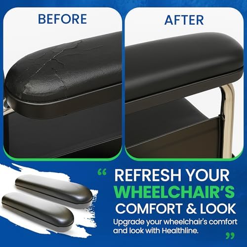 Salvavidas Healthline para Sillas de Ruedas, Par de Almohadillas de Vinil para Brazos Universales de 10, Color Negro - imagen 8