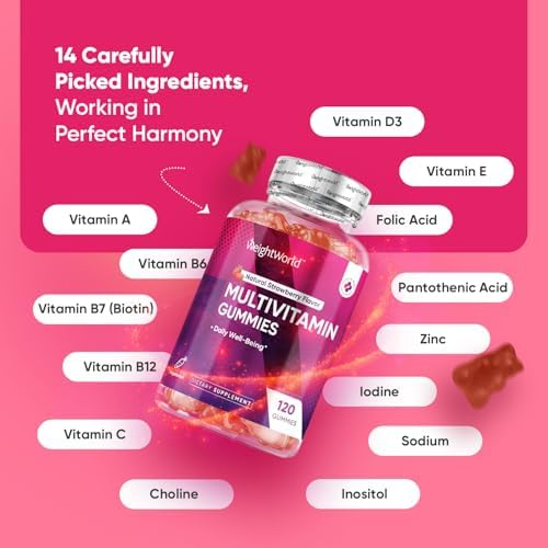 Gomitas Multivitamínicas WeightWorld para Adultos - Halal - Vitaminas A, C, D3, B6, B12 y Biotina - 120 Gomitas para Hombres y Mujeres de Todas las - imagen 2