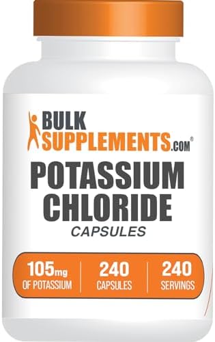 Cápsulas de Cloruro de Potasio BulkSupplements.com - Suplemento Mineral - Sin Gluten, 105mg de Potasio, 1 Cápsula por Porción, 240 Cápsulas (Paquete - imagen 1