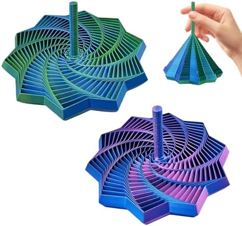 Set de 2 Estrellas Sensoriales 3D Expandibles, Juguete Antiestrés en Espiral Hexagonal de 4.3 Pulgadas (Azul-Púrpura + Azul-Verde) - imagen 1