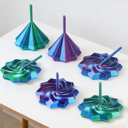 Set de 2 Estrellas Sensoriales 3D Expandibles, Juguete Antiestrés en Espiral Hexagonal de 4.3 Pulgadas (Azul-Púrpura + Azul-Verde) - imagen 5