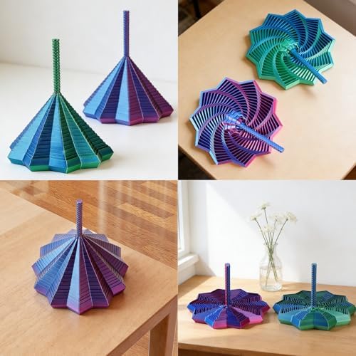 Set de 2 Estrellas Sensoriales 3D Expandibles, Juguete Antiestrés en Espiral Hexagonal de 4.3 Pulgadas (Azul-Púrpura + Azul-Verde) - imagen 6