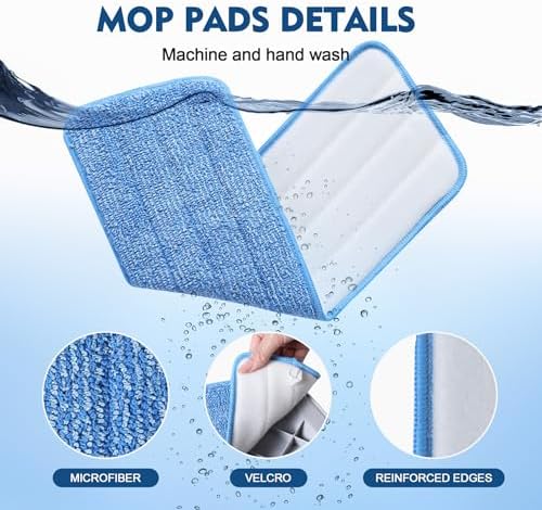 MABUBU Paquete de 3 Almohadillas de Microfibra para Mopas, Reemplazos Reutilizables para Mopas de Spray, Almohadillas para Limpieza de Pisos - imagen 7
