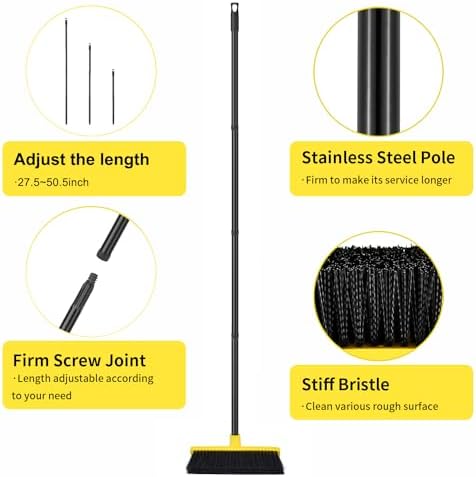 Escoba de Empuje para Interior y Exterior 30 cm de Ancho, Mango de 127 cm con Cerdas Firmes para Limpiar Patio, Entrada, Madera, Piedra y Piso de - imagen 2