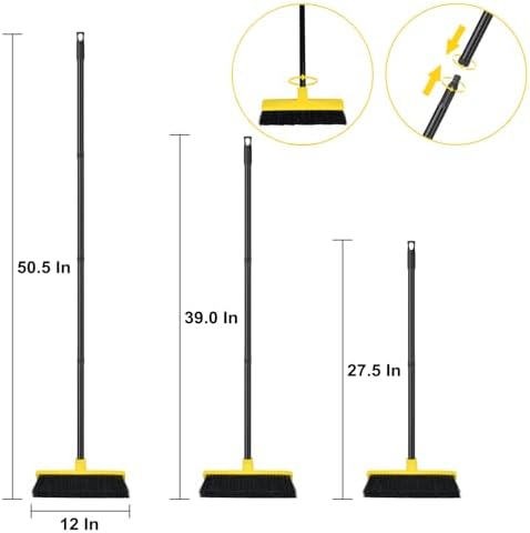 Escoba de Empuje para Interior y Exterior 30 cm de Ancho, Mango de 127 cm con Cerdas Firmes para Limpiar Patio, Entrada, Madera, Piedra y Piso de - imagen 4