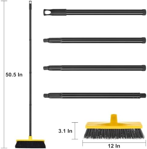 Escoba de Empuje para Interior y Exterior 30 cm de Ancho, Mango de 127 cm con Cerdas Firmes para Limpiar Patio, Entrada, Madera, Piedra y Piso de - imagen 6