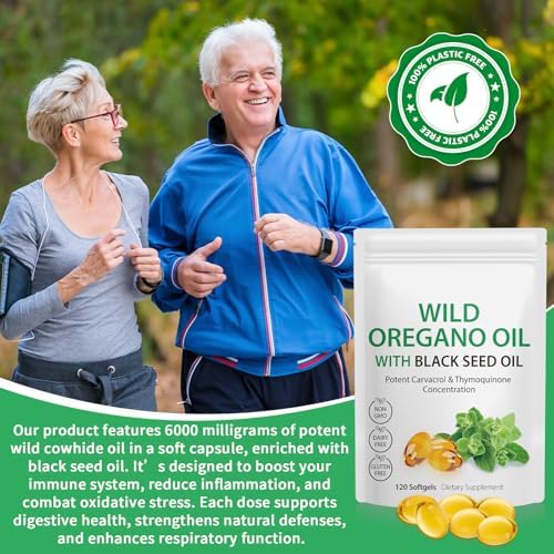 Aceite de Orégano con Aceite de Semilla Negra, Cápsulas de Aceite de Orégano, 120 Contenido, Antioxidantes Naturales, Sin OGM, Sin Gluten, Alto en - imagen 6