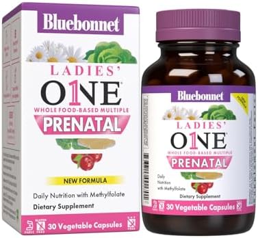 Suplemento Prenatal BlueBonnet Nutrition para Mujeres, 30 Cápsulas Veggie, Salud Prenatal y Postnatal, No GMO, Kosher, Sin Gluten, Sin Soja - imagen 1